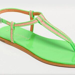 Never Worn Preppy Green and Pink Via Spiga Sandal